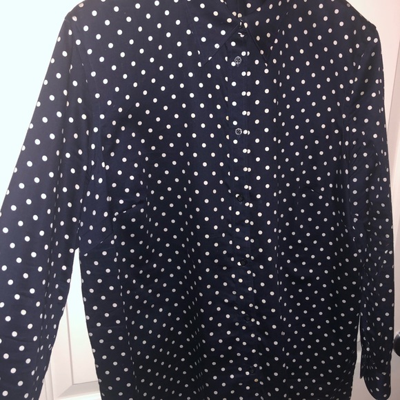 RALPH LAUREN—Navy, polka dot blouse! - Picture 4 of 4